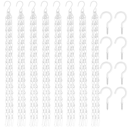 Ripeng 8 Pack 16.38 Inch Plant Hanging Chains with Hooks Metal White Hanging Basket Chain for Bird Feeders Planters Lanterns 3 Point Flower Pot Basket Chain Garden Plant Hangers