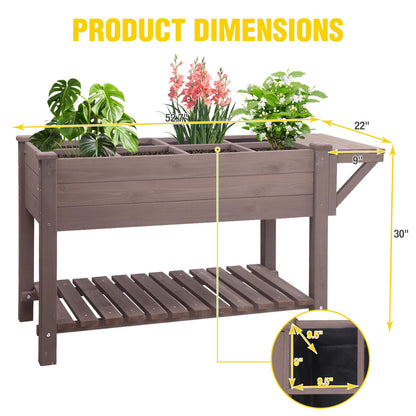 Aivituvin Raised Garden Bed on Wheels, Elevated Plant Boxes Outdoor Large with Grow Grid - with Large Storage Shelf 52.7" x 22" x 30"