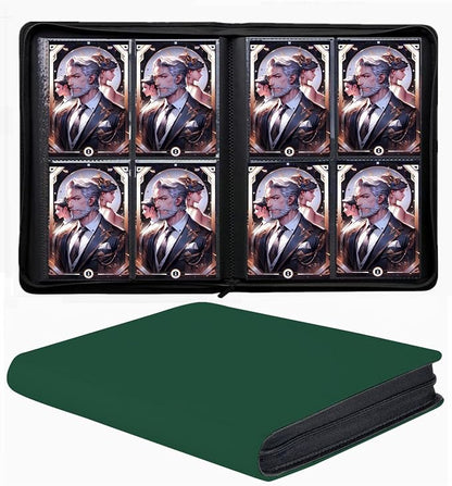 Trading Card Binder 4 Pocket, 240 Pockets Ringless PU Cover Card Collection Binder, Double Sided Card Binder Collector Album, Card Folder for MTG, TCG, Sports Cards, Game Card (Green, 4Pockets)