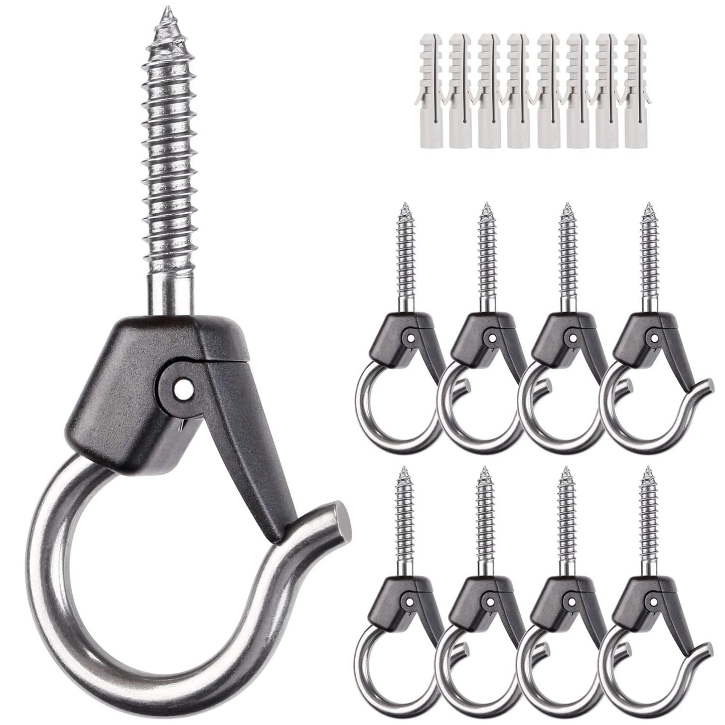 BeneLabel Wall Mount Ceiling Hooks with Safety Buckle - Plant Hanger Hooks - Outdoor Hanging Brackets for Hanging Plants, Lights, Wind Chimes & More - Rust Proof and Wind Proof