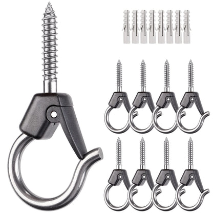 BeneLabel Wall Mount Ceiling Hooks with Safety Buckle - Plant Hanger Hooks - Outdoor Hanging Brackets for Hanging Plants, Lights, Wind Chimes & More - Rust Proof and Wind Proof