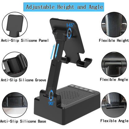 Birthday Gifts for Mother Father ,Cell Phone Stand with Wireless Bluetooth Speaker and Antislip Base HD Surround Sound for Home and Outdoors with Bluetooth Speaker for Desk Compatible with iPhone
