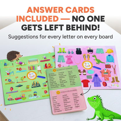 Flashcards Spy that! by Kidrox Squad – Spy that Letter Game for Kids Ages 3+, 20 Double-Sided Picture Search Boards with 400+ Objects, Alphabet Learning Game for Toddlers and Families