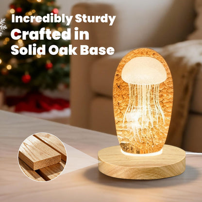 FuoiCorn Wood LED Light Base for Crystal Glass Art,Auto Timer