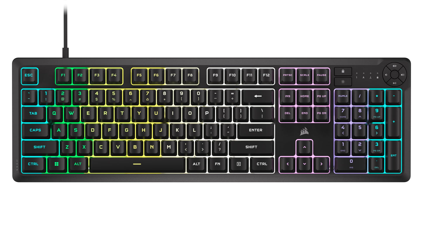 Corsair K55 CORE RGB Membrane Wired Gaming Keyboard – QWERTY US Layout – Quiet, Responsive Switches – Spill Resistance – Ten-Zone RGB – Media Keys – iCUE Compatible – PC, Mac – Black