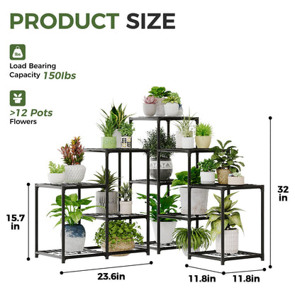 Bamworld Corner Plant Stand Indoor Metal Plant Shelf 5-Tier 11 Potted Flower Shelves Garden Black Plant Holder Rack for Garden Living Room Patio Morden Home Decor Gardening Gifts