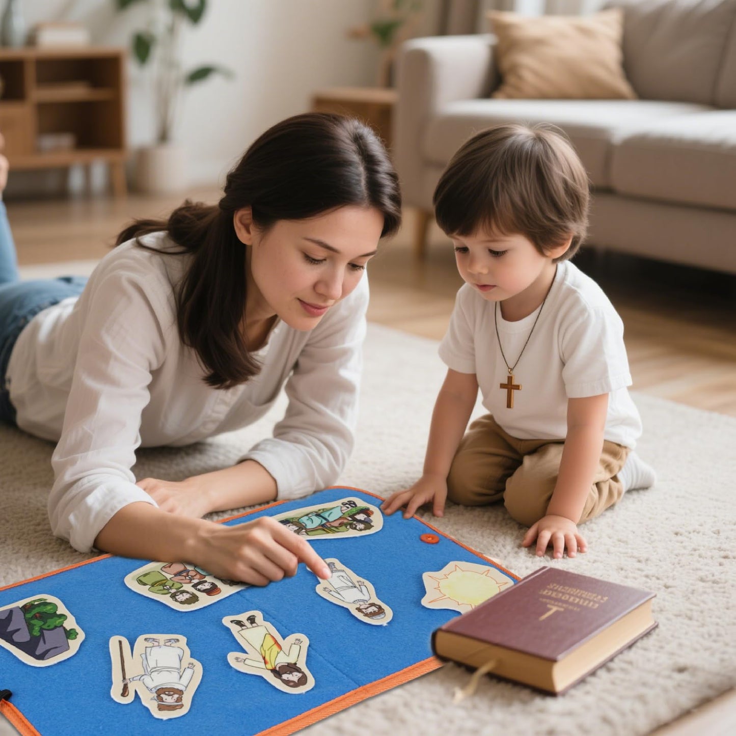 CHEFAN Felt/Flannel Board Story Set of 4,PRECUT Felt Pieces for Preschool Toddlers Circle Time,Bible Story,Jesus Heals A Paralytic,The Transfiguration,Conversion of Cornelius,Turns Water into Wine