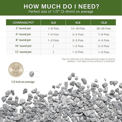 NUPICK 3 lbs Pebbles for Indoor Plants, 1/5 Inch Pea Gravel for Fish Tank, Decorative Rocks for Succulent, Natural River Stones for Vases, Cactus, Landscaping, Bird Bath, Aquarium, Grey
