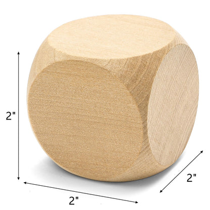 ZEAYEA 20 Pcs Blank Wooden Dice, 2 inch Unfinished Square Blocks, Blank 6 Sided Wood Cubes with Rounded Corners for Building Blocks, DIY Craft Projects, Party Supplies