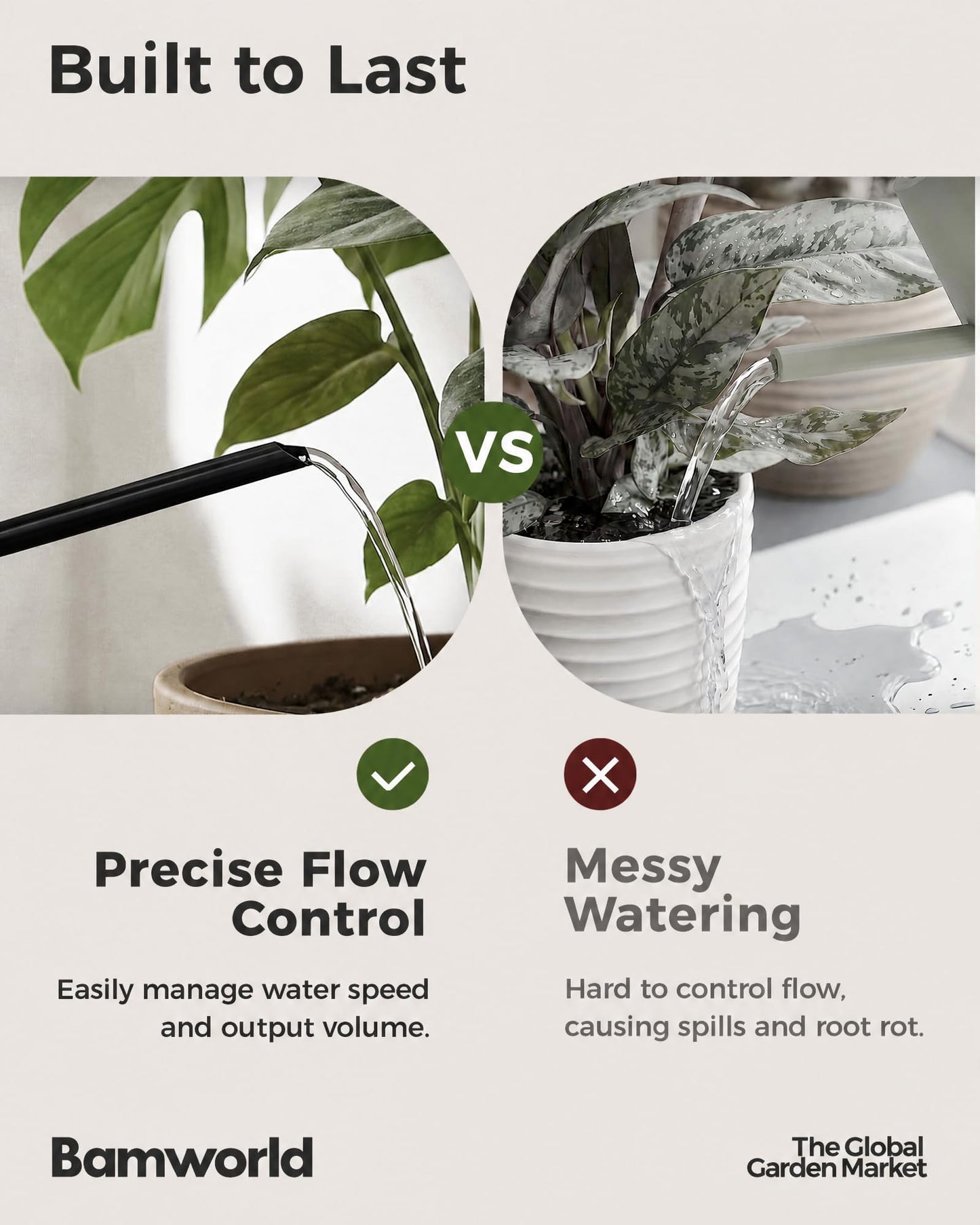 Bamworld Metal Watering Can Indoor Plants 1L 33oz Black Stainless Steel Watering Can with Long Spout for House Potted Plants Succulents Bonsai Garden Flowers