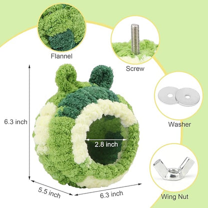 Wontee Bird Nest Bed Breeding House Winter Warm Snuggle Hut for Budgies Parakeets Cockatiels Lovebirds Canaries (Green)