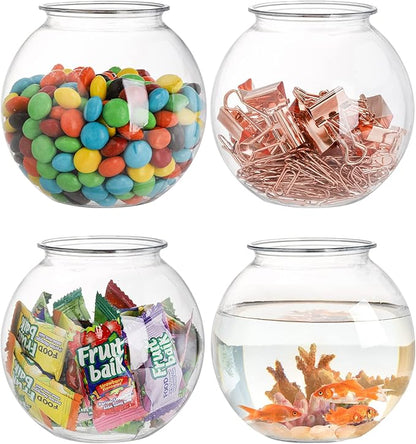Okllen 12 Pack Plastic Ivy Bowls, 16 Oz Round Fish Bowl Unbreakable Vases Bowls for Home Decor, Carnival Games, Candy, Party Favors, Centerpiece, BPA Free, Clear