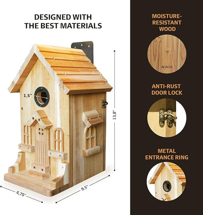 Premium Wooden Bird House Kit – DIY Bluebird Nesting Box with 1.5 Inch Entrance, Outdoor Birdhouse Kits for Adults and Kids, Nature Craft for Garden, Backyard or Patio Projects