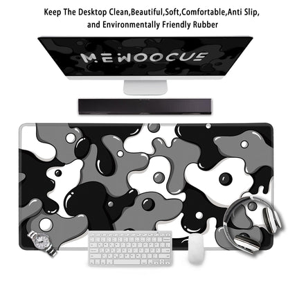 MEWOOCUE® Gaming Mouse Pad for Desk,Large Cute Black White Mousepad Laptop,Japanese Grey Anime Mouse Mat,Long XXL Waterproof Keyboard Pads,Big Non-Slip Mouse Pads for Game Office Home（31.5 x 15.7 in）
