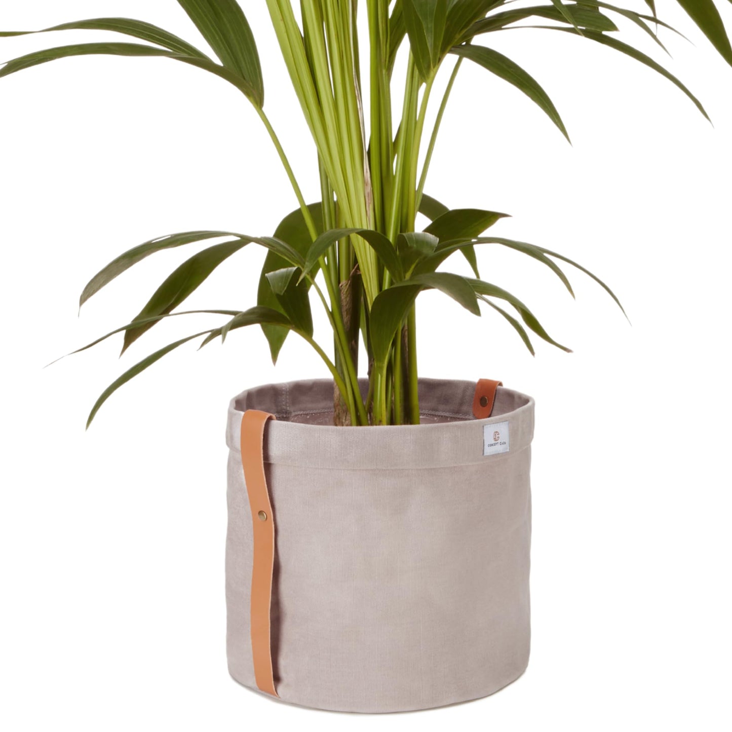 Concept Casa Extra Large Waxed Canvas Planter – 10" Stone Gray Fabric Pot Cover for Indoor/Outdoor Plants, Hanging Basket & Floor Plant Holder, Handmade Decorative Plant Container