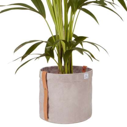 Concept Casa Extra Large Waxed Canvas Planter – 10" Stone Gray Fabric Pot Cover for Indoor/Outdoor Plants, Hanging Basket & Floor Plant Holder, Handmade Decorative Plant Container