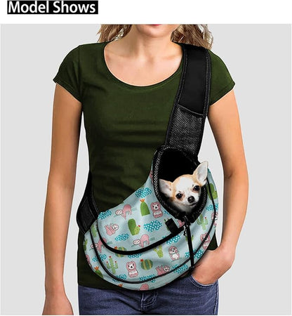 FUSURIRE Aztec Geometry Pattern Pet Sling Carrier Tribal Ethnic Style Breathable Mesh Travel Pet Handbag Safe Sling Bag Carrier for Dogs Cats with Adjustable Shoulder Strap and Reinforced Buckle