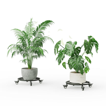 Zhongma 2 Pack Dia.15" x 3.5" H Round Plant Caddy with Wheels, Fully Assembled, Heavy Duty Construction, 300 Lbs Capacity, Load-Bearing Wheels with Brakes, No Installation Required