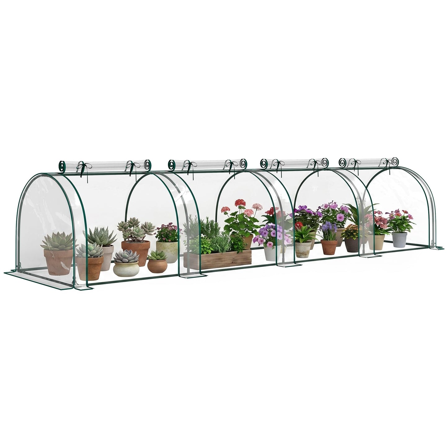 Outsunny 13' x 3' x 2.5' Mini Greenhouse, Portable Tunnel Green House with Roll-Up Zippered Doors, UV Waterproof Cover, Steel Frame, Clear