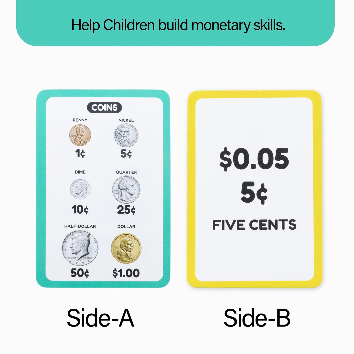 BAZIC Products Money Flash Cards Learn to Count Money, Recognize Bills and Coins USA Currency, Interactive Learning Flashcards Kindergarten School Home (36/Pack), 72-Pack