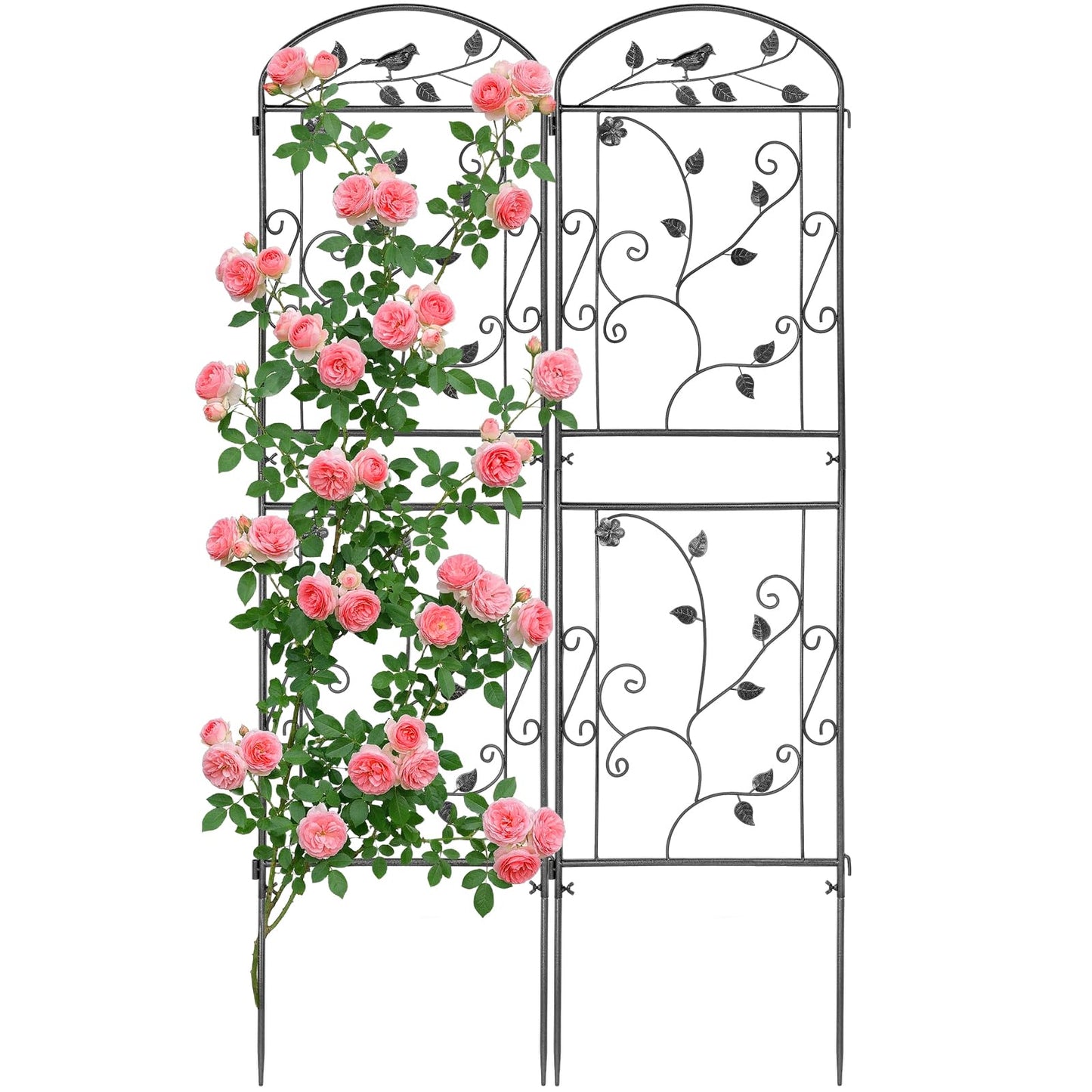 2 Pack Garden Trellis for Climbing Plants, 71 x 20 inch Rustproof Heavy Duty Metal Trellis for Climbing Rose Vine Clematis, Perfect for Premium Patio Decor & Luxury Outdoor Garden Design, Silver Gray