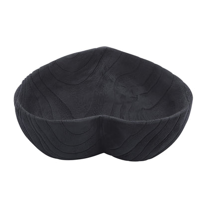 Set of 2 Wooden Decorative Bowls – Accent Bowl Set for Everyday Display, Coffee Table or Entryway Styling – Heart Shape Design for Soft, Sculptural Impact, Home Decor – 10" & 8", Black
