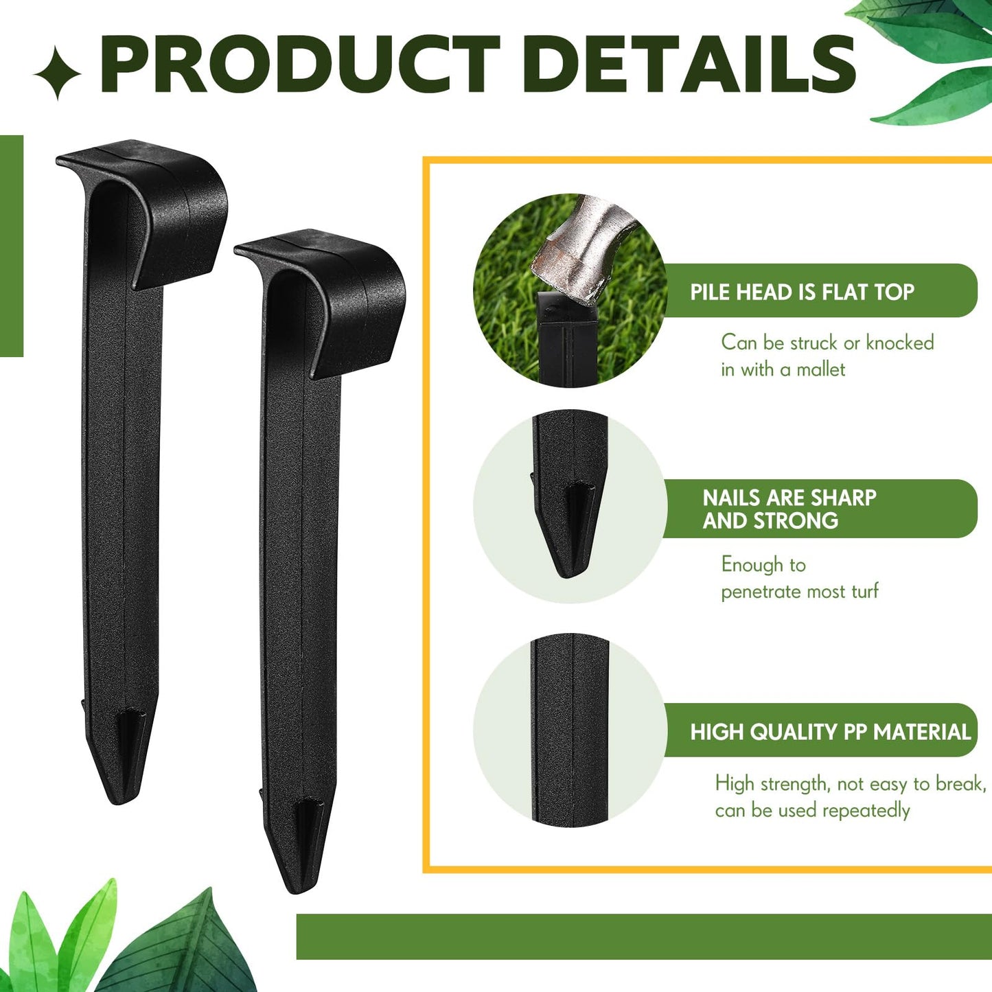 Pangda 100 Pack 1/2 Inch Irrigation Tubing Hold Down Anchor Stakes, 3/4 x 4.33 Inch Drip Tubing, Anchor for Sprinkler Garden Landscaping