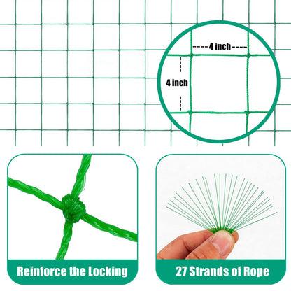 Trellis Netting for Climbing Plants, 6.6x26.3 FT Heavy Duty Garden Trellis Net with 27 Strands Nylon for Cucumber, Grape, Vine, Vegetables, Flowers, Bean, Tomato Grow Trellis Net (Green, 1 Pack)