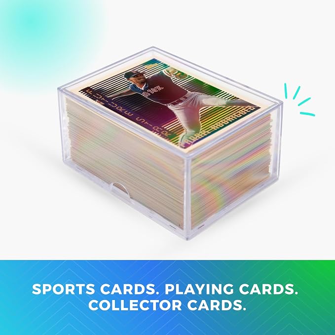 Gary Plastic Packaging 10-Pack Clear Acrylic Card Storage Boxes with Lids – Holds up to 100 Standard Trading Cards Each, Stackable Organizer for Sports & TCG Cards (Unsleeved)