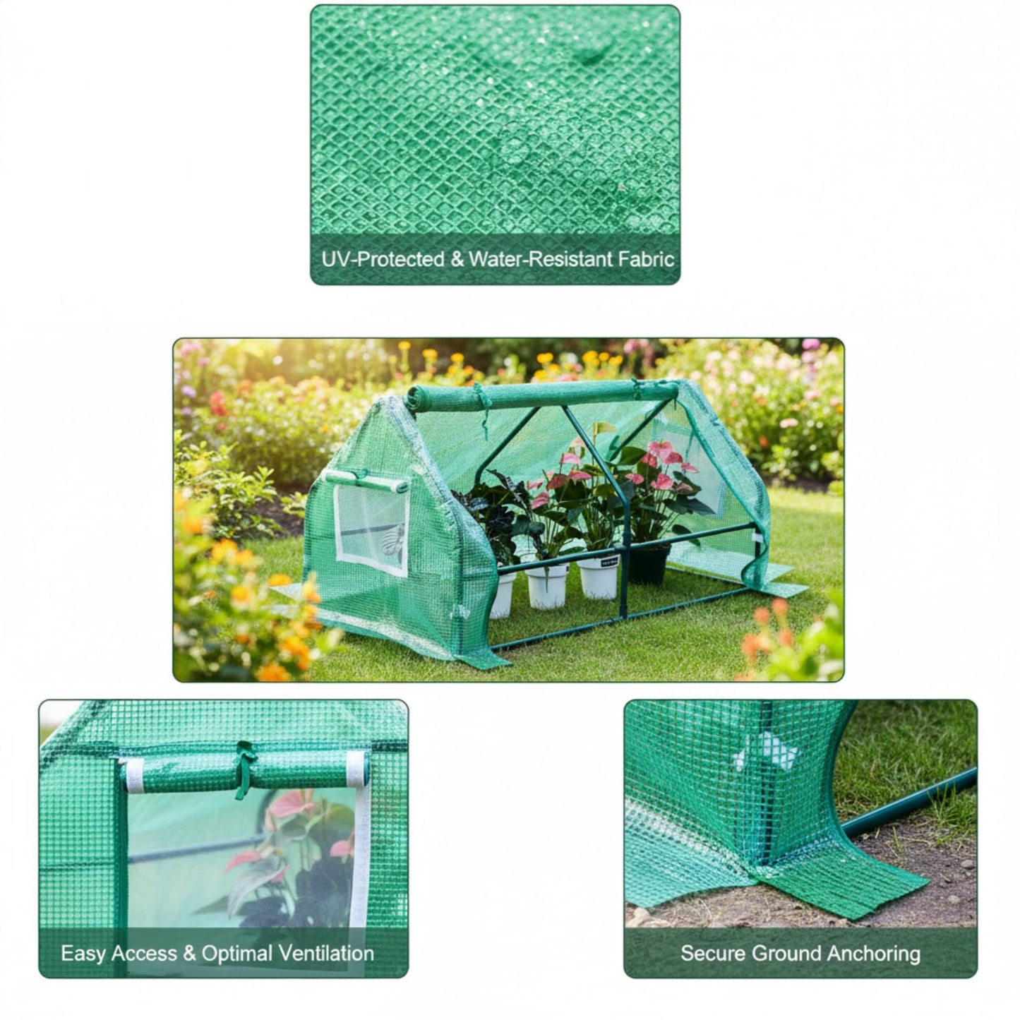 Solayis 47.2" L × 23.6" W × 23.6" H Mini Greenhouse for Indoor Outdoor,Portable Mini Greenhouse, Heavy-Duty PE Plant Cover Tent , Tabletop Greenhouse for Small Plants, Seedling Humidity Dome Green