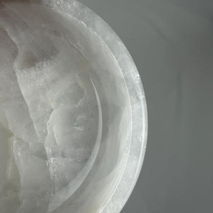 YeasHome Calcite Stone Bowl, Pure White, Natural Marble Crystal 20cm