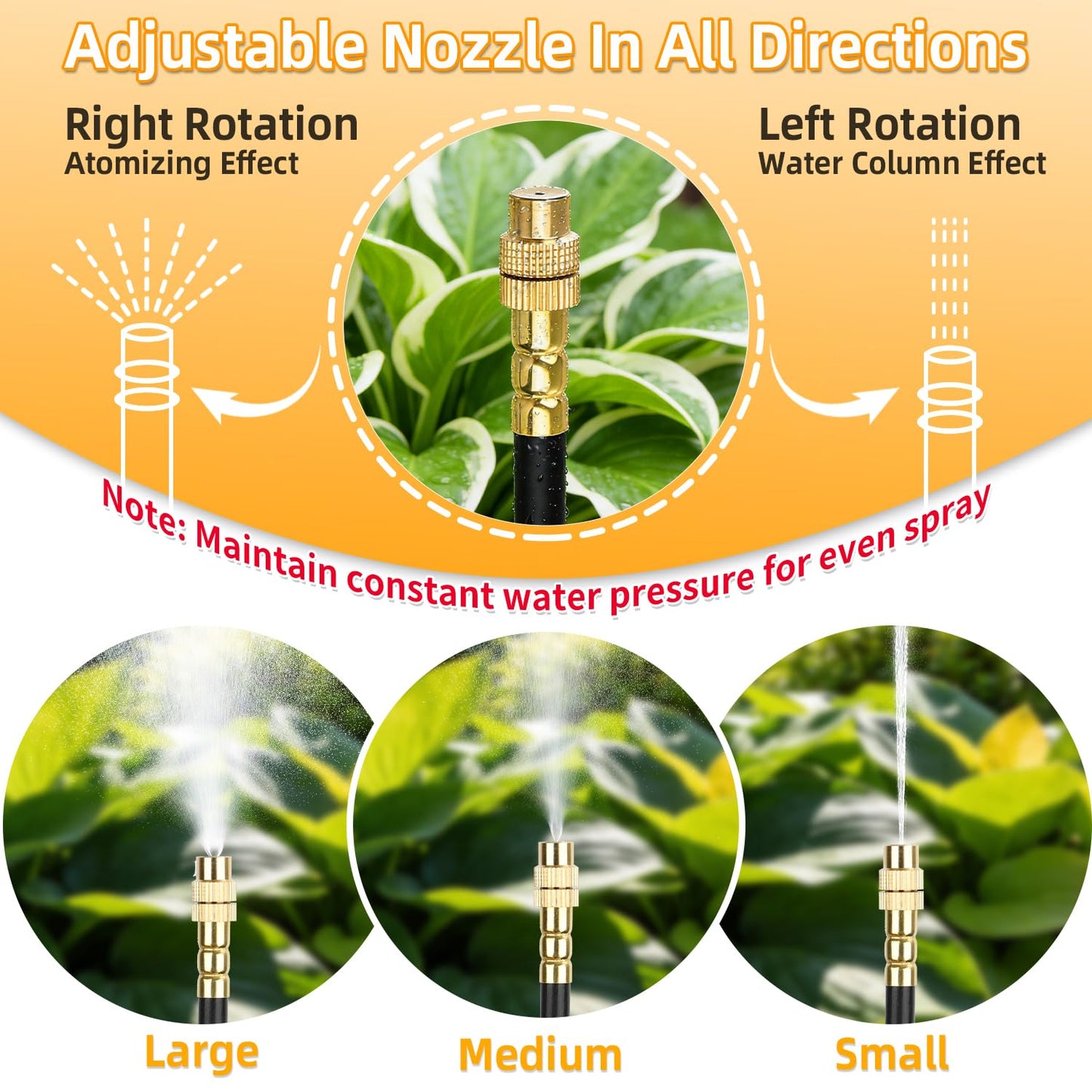KUJIMIEDA 100FT 1/4" Drip Irrigation System, 2026 Upgrade Garden Irrigation Kit with 24pcs 360° Adjustable Copper Nozzles, DIY Watering System for Raised Beds, Yard, Lawn, Vegetable Gardens (100 ft)