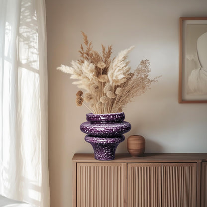 Teagas Ceramic Plant Pots - 11 Inch Ceramic Planters for Indoor Outdoor Plants, Large Unique Flower Pots with Drainage Hole, Decorative Planters, Home Decor, Plants Lover Gifts, Purple