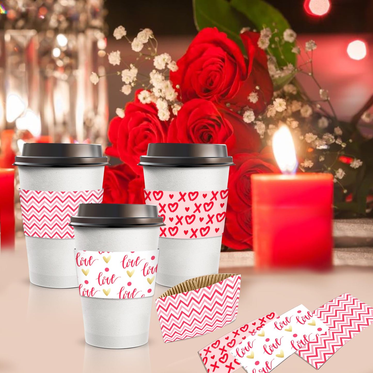 L7HWDP 24PCS Cups Sleeves Disposable Hot Chocolate Sleeves Tea Cups for Hot Drinks Party Cups