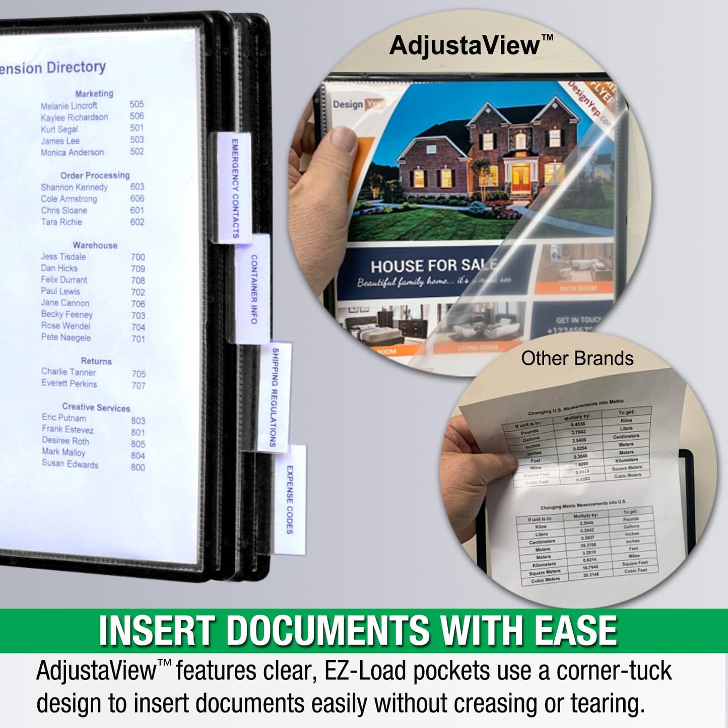 Ultimate Office AdjustaView FastFind 10-Pocket Wall Mounted Reference Display Organizer with All Black EZ Load Pockets to Display 20 Sheets of Your Most Important Letter Sized Documents