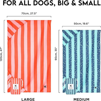 Dock & Bay Pet Towel - Super Absorbent & Quick Drying Dog Towels with Bag - 100% Recycled - Walkies in the Park, Medium (90x50cm, 35x19)