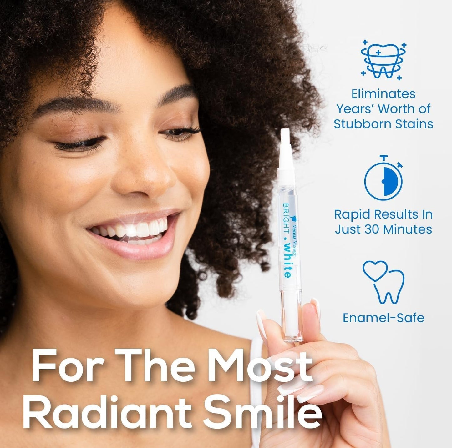 Venus Visage Award Winning Teeth Whitening Pen, 20+ Uses - Teeth whitening Kit Professionally formulated - Best Teeth whitening Gel Pen Teeth Whitener - Low Sensitivity (Mint) (0.07 Fl Oz (Pack of 2))