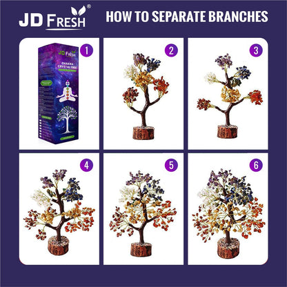 JD FRESH 300 Beads 7 Chakra Crystal Tree/Showpiece Good Luck and Positive Energy/Showpiece for Living Room/Natural Healing Gemstones Money/Lucky Tree for Good Luck (Multicolor)
