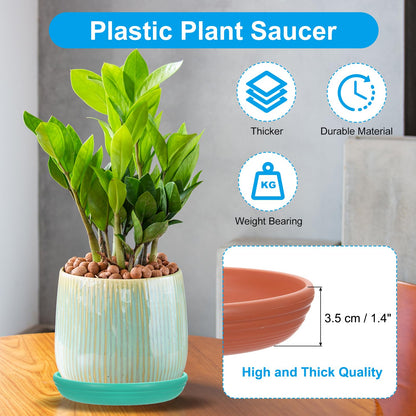 PATIKIL Plant Saucer Tray, 6 Pack 6/7/8 Inch Plastic Round Plant Saucer Flower Planter Drip Tray for Indoors Outdoors Patio Balcony, Terracotta
