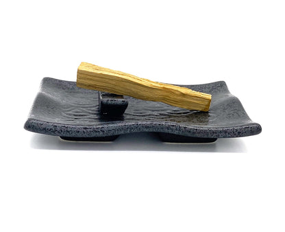 TOBOHU Black Rectangle Ceramic Palo Santo Holder, Wood Incense Stick Burning Bowl, Ceramic Burner for Palo Santo Sticks
