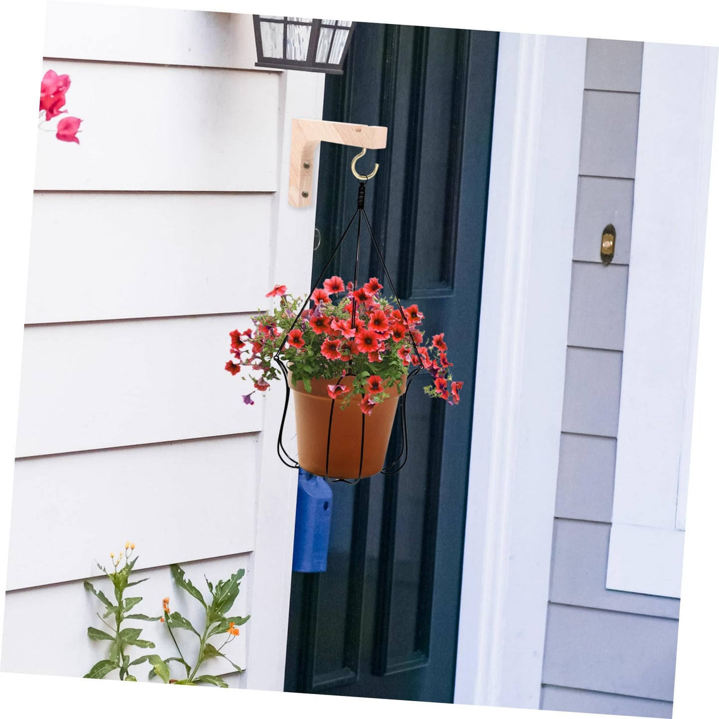 SEWACC Wooden Wall Hooks Plant Hangers for Indoor Outdoor Hanging Plants Heavy-Duty Wall Mount with Natural Wood Finish 2pcs Brackets for Garden Patio
