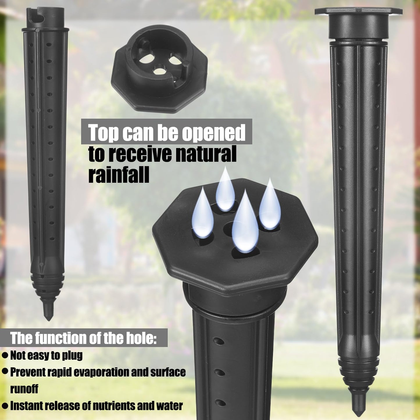 Briwooody 15 Pack Garden Watering Stake Large UV-Protected ABS Plastic Deep Root Irrigation Spike for Trees, Shrubs, Bushes, Shrubs, Flowers, Fruits, Vegetables, Potted Plants (14 Inch)