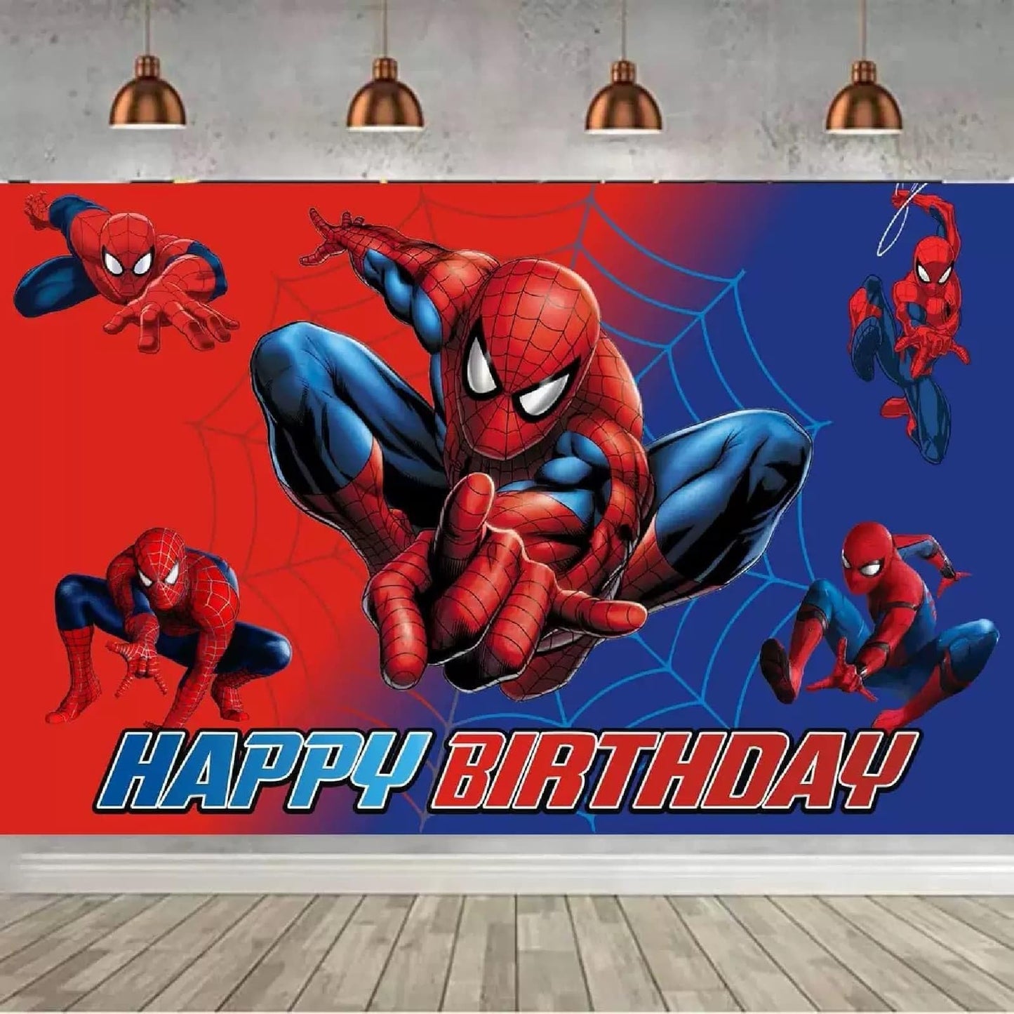 52pcs Spider Birthday Decorations Pack - Cartoon Spider Party Decorations Supplies with Balloons, Banner, Backdrop, Cake/Cupcake Toppers, Hanging Swirls & Tablecloth