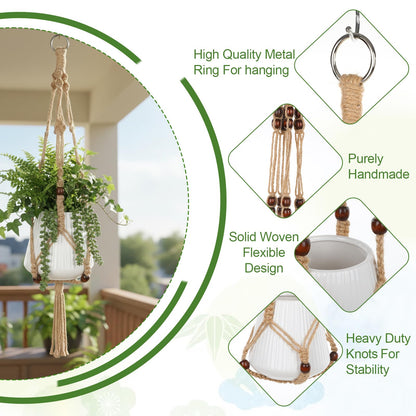 HANLANXUE 12 Pcs Macrame Plant Hangers, Handmade Hanging Planters for Indoor Plants Boho Hanging Baskets Flower Pots Holder with S Hooks and Ceiling Hooks for Outdoor Wall Home Decor
