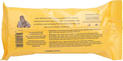 Burt’s Bees for Pets Deodorizing Wipes with Witch Hazel - 95% Natural Origin Odor Control Wipes, Gentle Deodorizing Formula That Refreshes Dog Coat, Daily Use, 50 Count