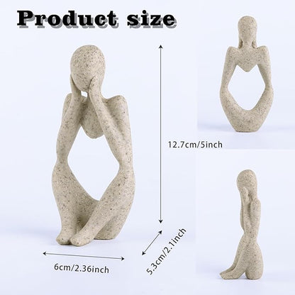 Fish Aquarium Decor Ornaments Minimalist Sandstone Resin Thinker Statue Fish Tank Decorations Small Accessories Abstract Home Decor Fish Toy for Betta Cichlid Goldfish Shrimps Hermit Crabs Turtle