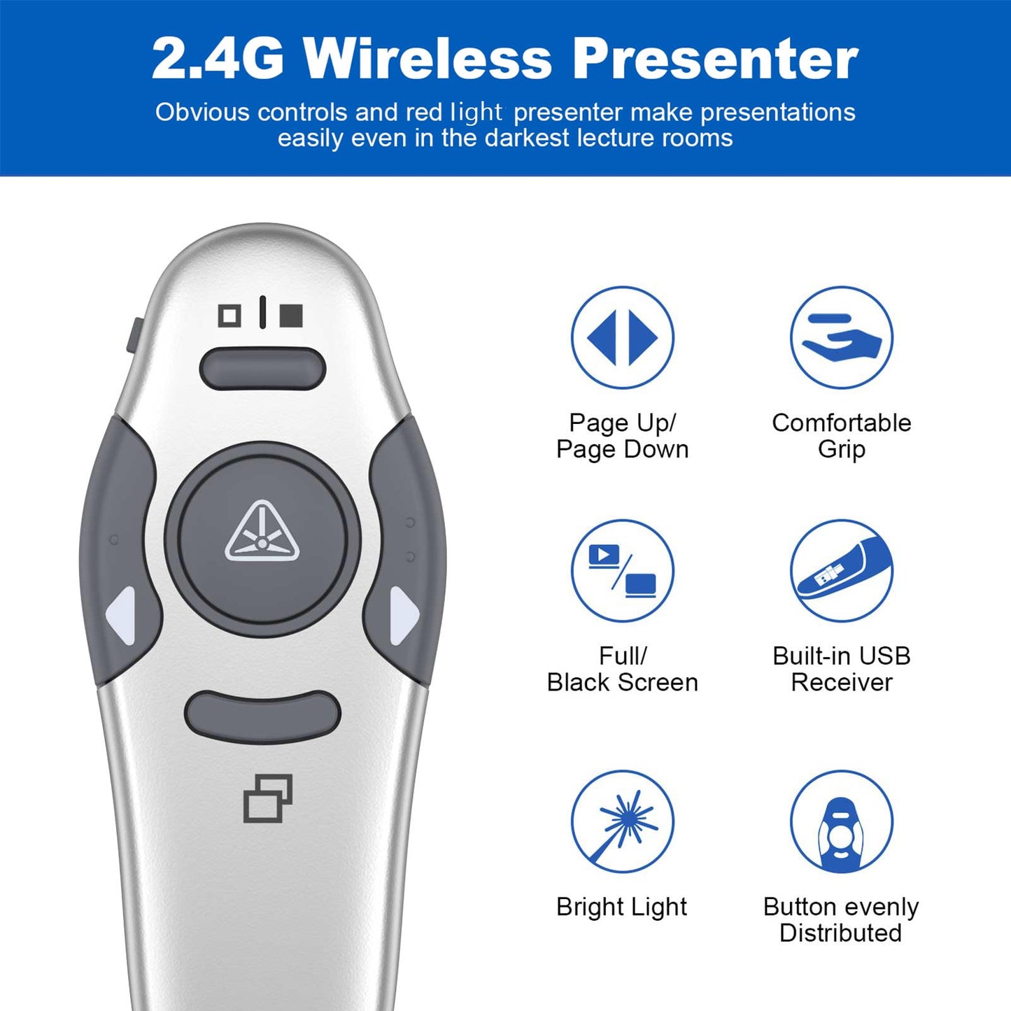QUI Presenter Clicker USB A&C Bundle | Pen-Shaped Pink & Remote-Shaped Silver