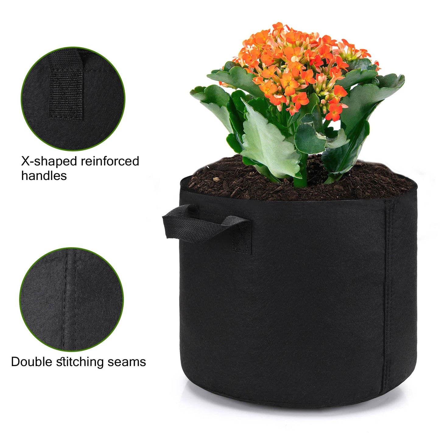 OPPOLIFE 12-Pack 10 Gallon Plant Grow Bags, Heavy Duty Aeration Fabric Pots with Handles for Garden and Planting
