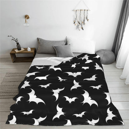 Gothic Bat Pattern Throw Blanket - Soft Flannel, Spooky Home Decor for Couch & Bed (50" x 60").