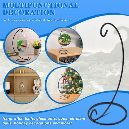 LELE LIFE 10Pcs Ornament Display Stand, 9.1" High Metal Hanging Plant Stand Air Plant Holder, Standing Hook Hanger for Wedding Christmas Ornament Plant Terrarium Glass Globe Lantern